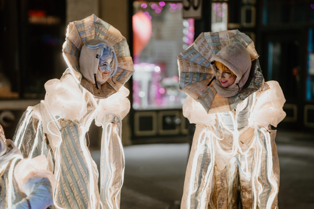 Trails of Light - Roving Stilt Installation